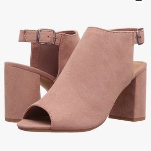 Chinese Laundry BESTIE in Suede Dusty Pink/ Powder - EUC Peep toe Bootie